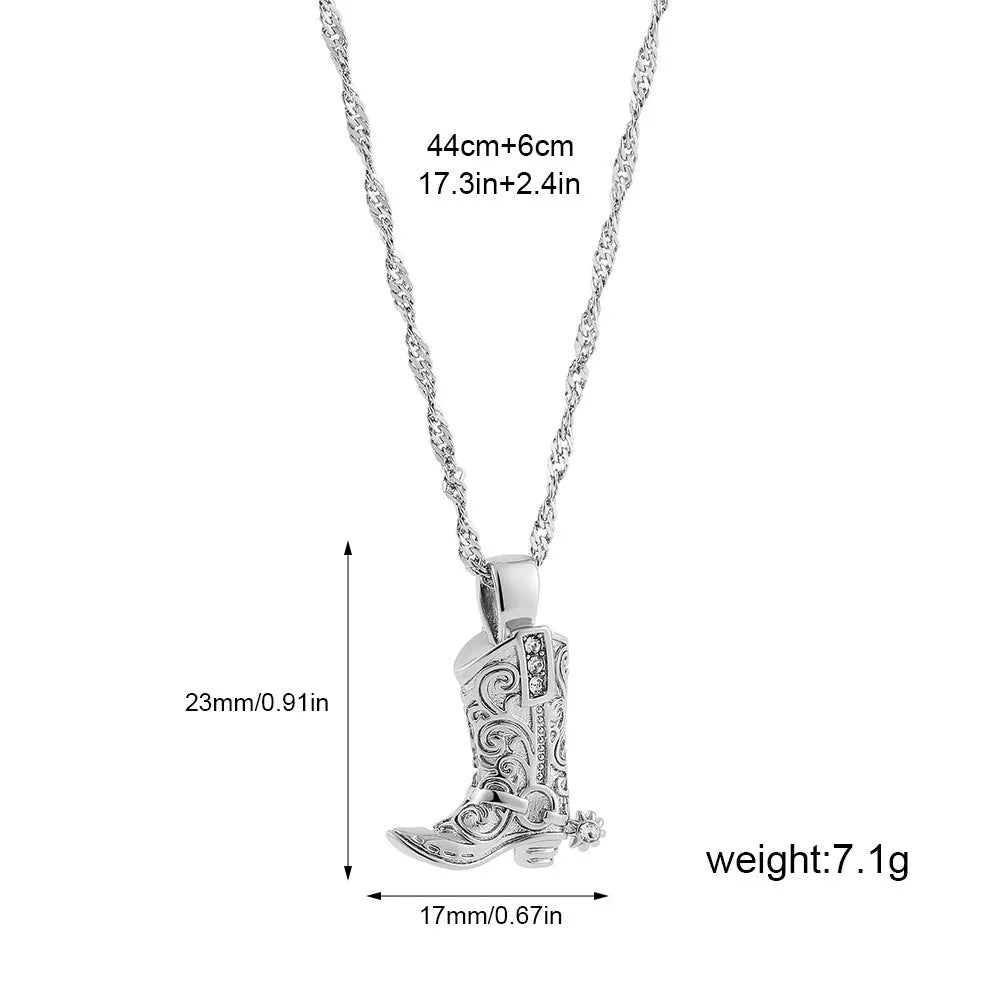 Cowboy Boot Necklace Vintage Ancient Silver - Bellarte Enchanté Cowboy Boot Necklace Vintage Ancient Silver